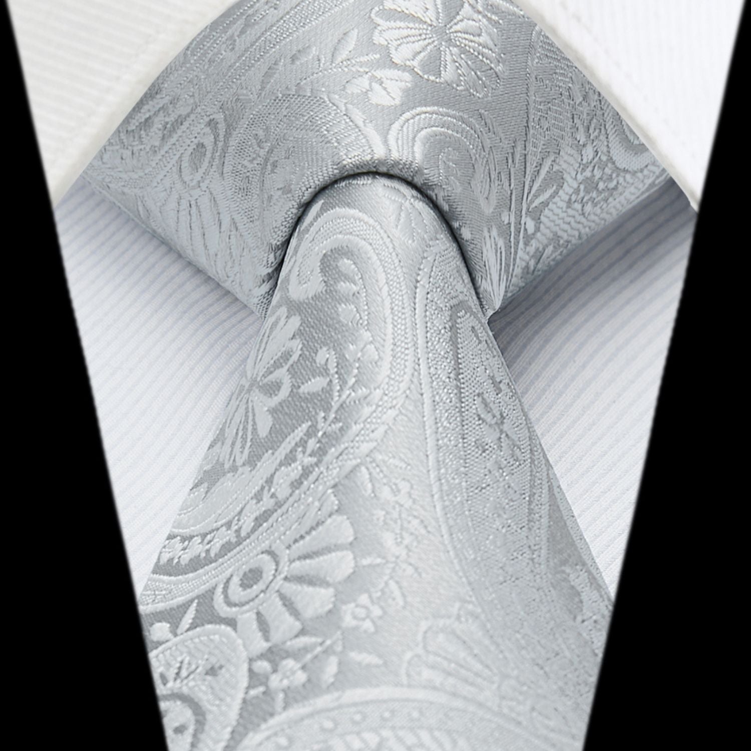 Paisley Tie Handkerchief Set - 04-SILVER