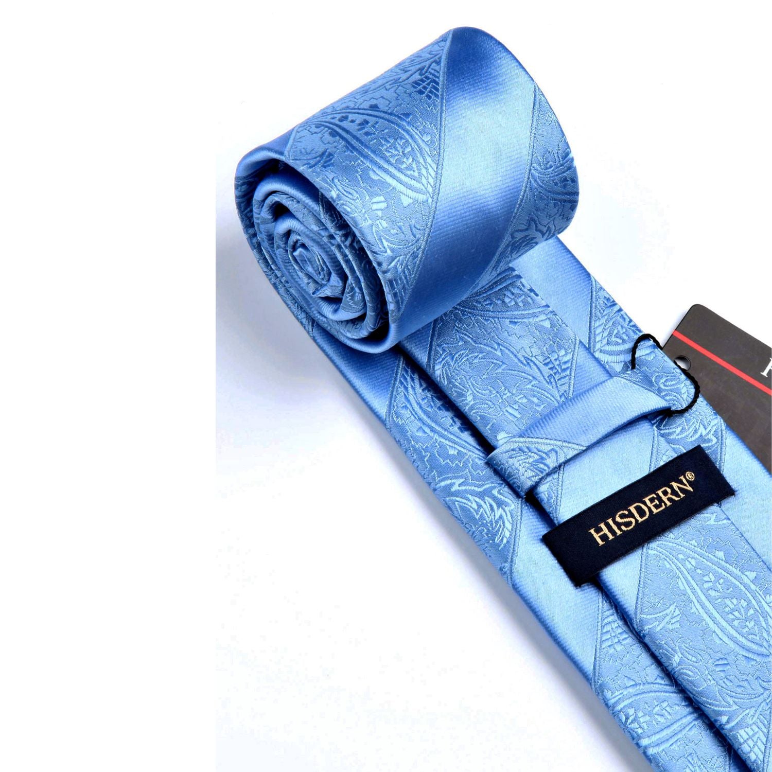 Paisley Stripe Tie Handkerchief Set - D7-LIGHT BLUE