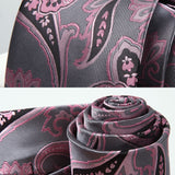 Paisley Tie Extra Long Handkerchief Set - F-02 PINK/GRAY