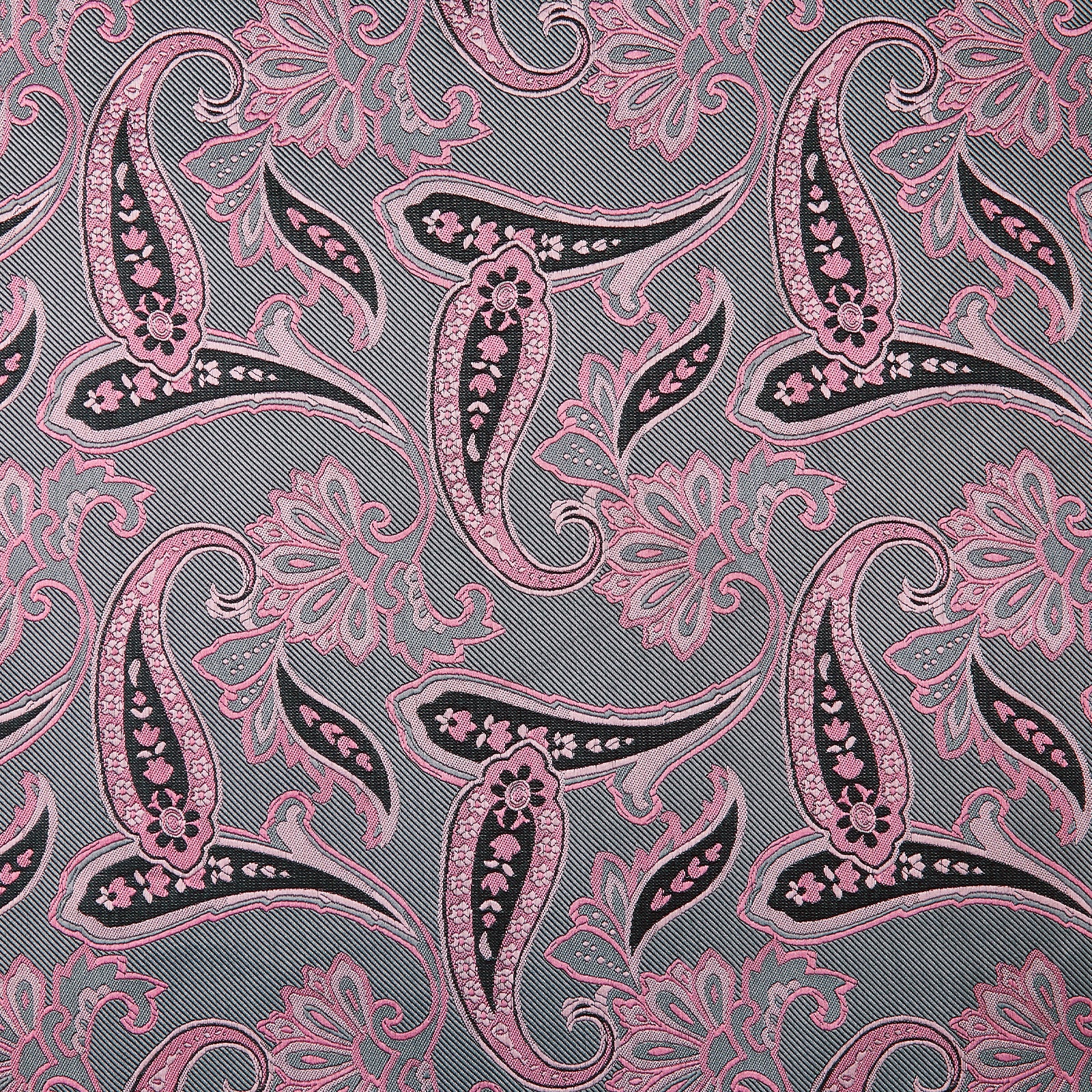 Hisdern Extra Long Pink Grey Paisley Set For Groomsmen