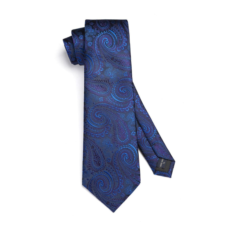 Paisley Extra Long Tie Handkerchief Set - C22-ROYAL BLUE