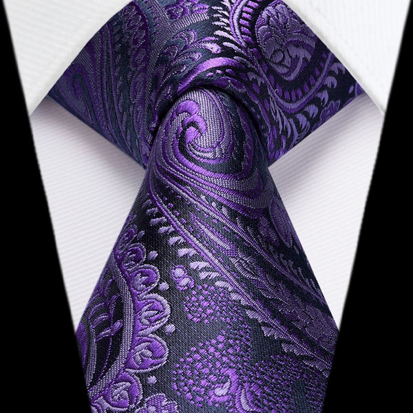 Floral Tie Handkerchief Set - E3-PURPLE