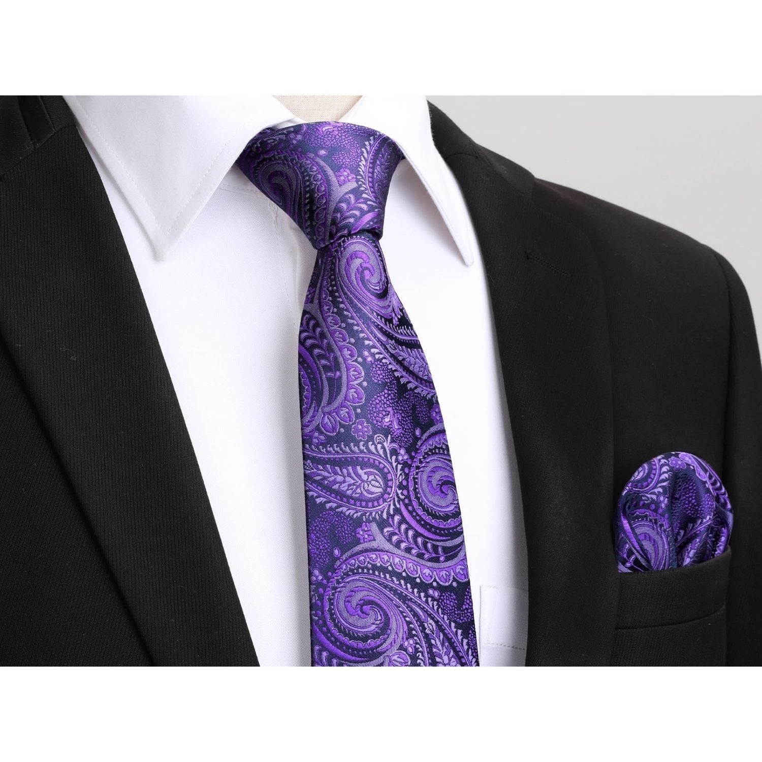 Floral Tie Handkerchief Set - E3-PURPLE