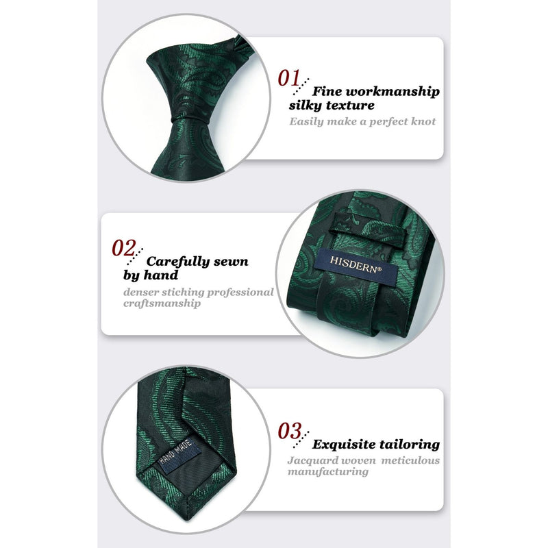 Paisley Tie Handkerchief Set - D1-GREEN7