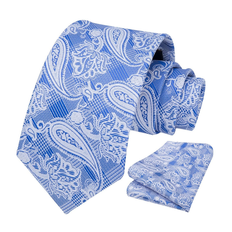 Paisley Tie Handkerchief Set - C2-BLUE2