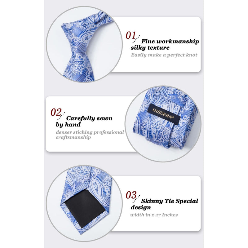 Paisley Tie Handkerchief Set - C2-BLUE2