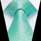 Paisley Extra Long Tie Handkerchief Set - D9-GREEN