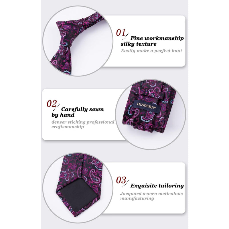 Floral Tie Handkerchief Set - D2-HOT PINK