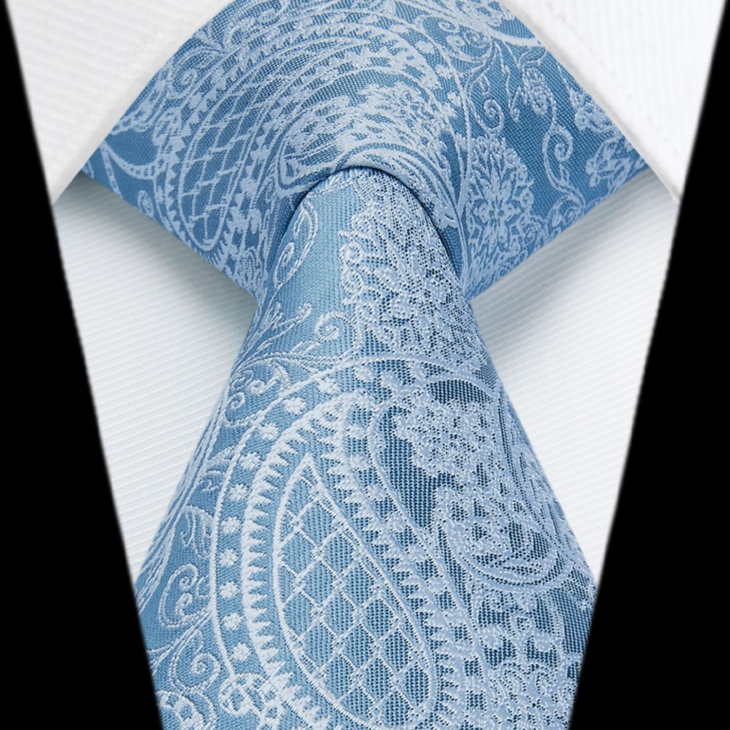 Hisdern Blue Paisley Tie Set For Groomsmen