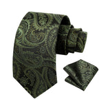 Paisley Tie Handkerchief Set - K-GREEN-1