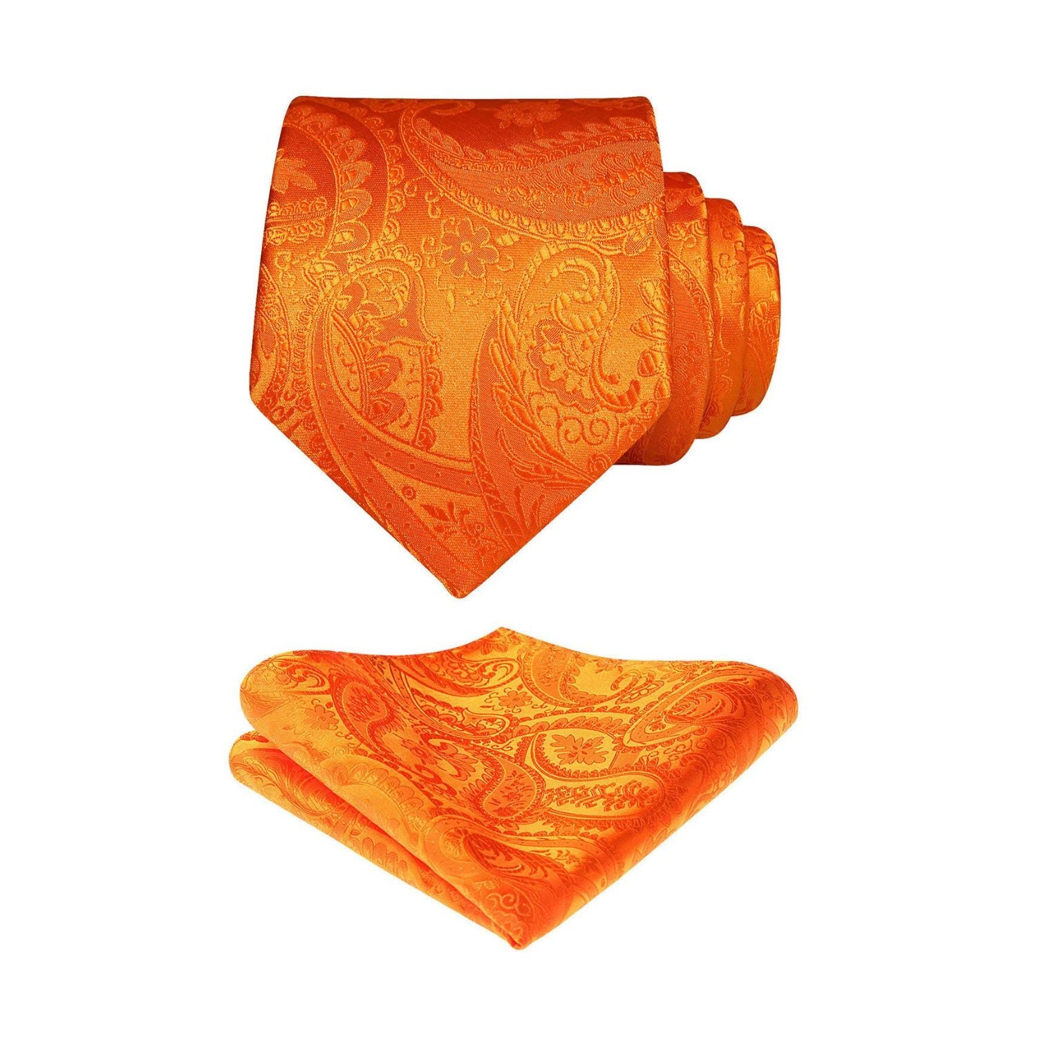 Paisley Tie Handkerchief Set - B-ORANGE