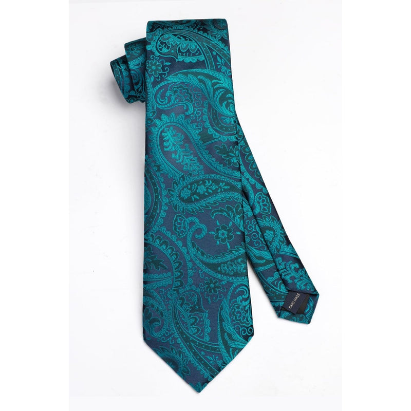 Floral Tie Handkerchief Set - A54-TEAL