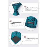 Floral Tie Handkerchief Set - A54-TEAL