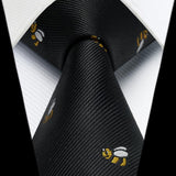 Bee Tie Handkerchief Set - BLACK