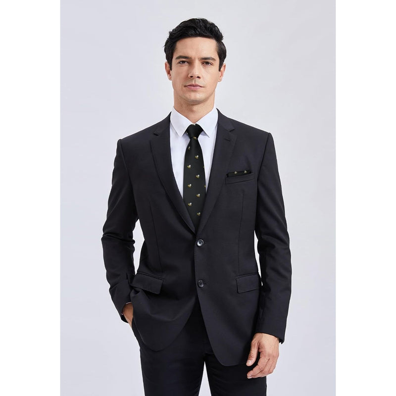 Bee Tie Handkerchief Set - BLACK