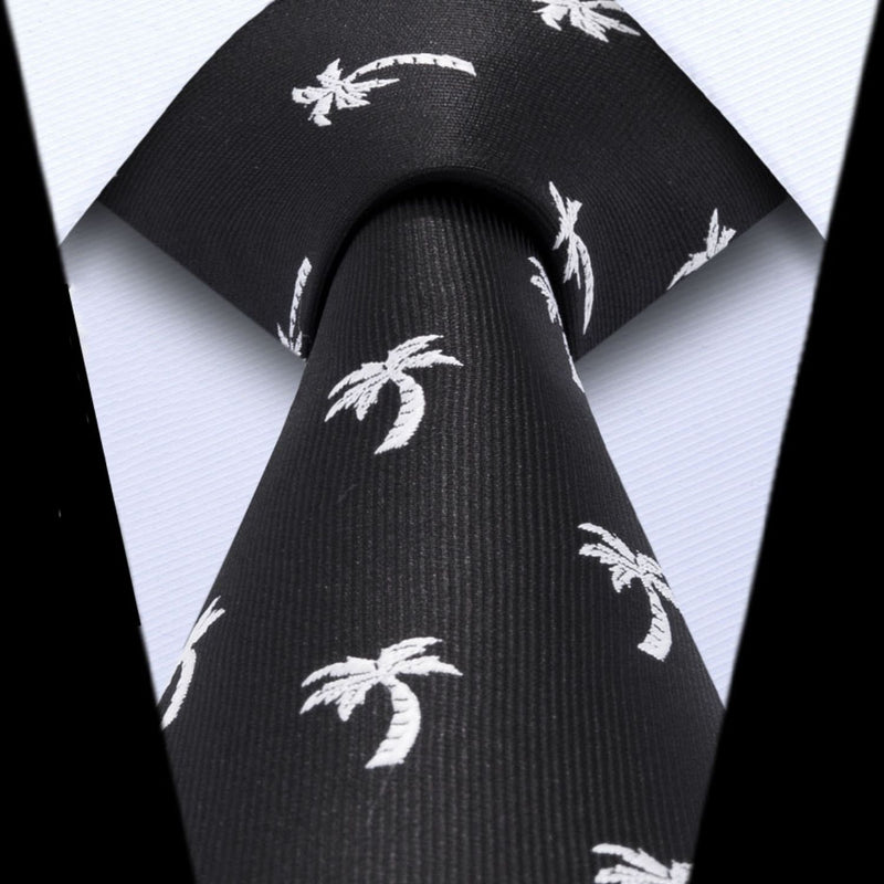 Pattern Tie Handkerchief Set - BLACK/WHITE