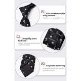 Pattern Tie Handkerchief Set - BLACK/WHITE