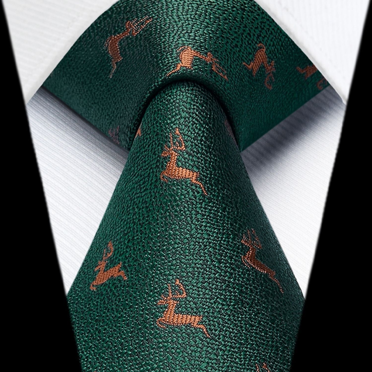 Deer Tie Handkerchief Set - DARK GREEN