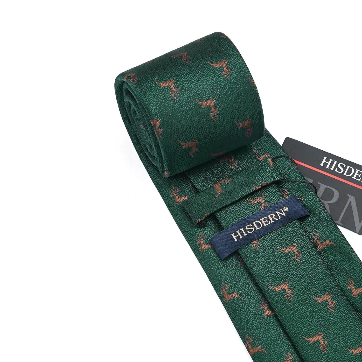 Deer Tie Handkerchief Set - DARK GREEN