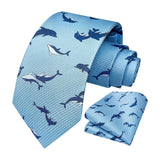 Dolphin Tie Handkerchief Set - BLUE