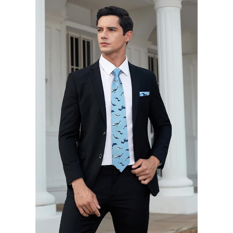 Dolphin Tie Handkerchief Set - BLUE