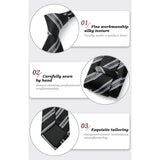 Stripe Tie Handkerchief Set - A-01 BLACK