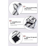 Stripe Tie Handkerchief Set - D-01 WHITE/BLACK