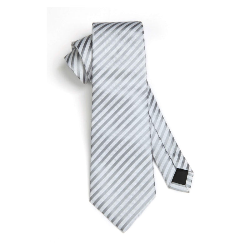 Stripe Tie Handkerchief Set - 10-GRAY/WHITE