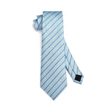 Stripe Tie Handkerchief Set - B-05-BLUE/GREY