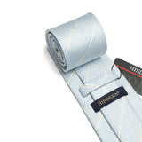 Stripe Tie Handkerchief Set - SILVER-1