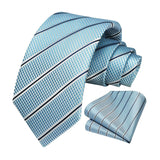 Stripe Tie Handkerchief Set - C-04 BLUE 1