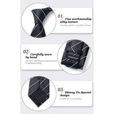 Stripe Tie Handkerchief Set - BLACK-1