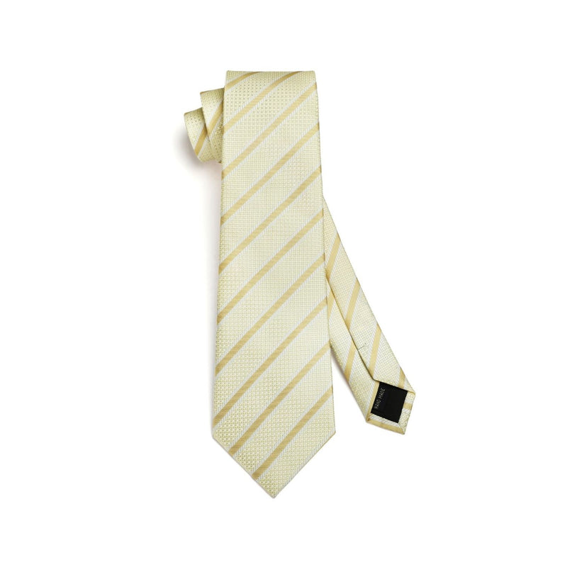 Stripe Tie Handkerchief Set - GOLD/CHAMPAGNE