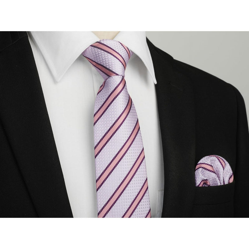 Stripe Tie Handkerchief Set - PINK