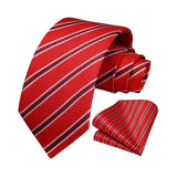 Stripe Tie Handkerchief Set - F-01 RED