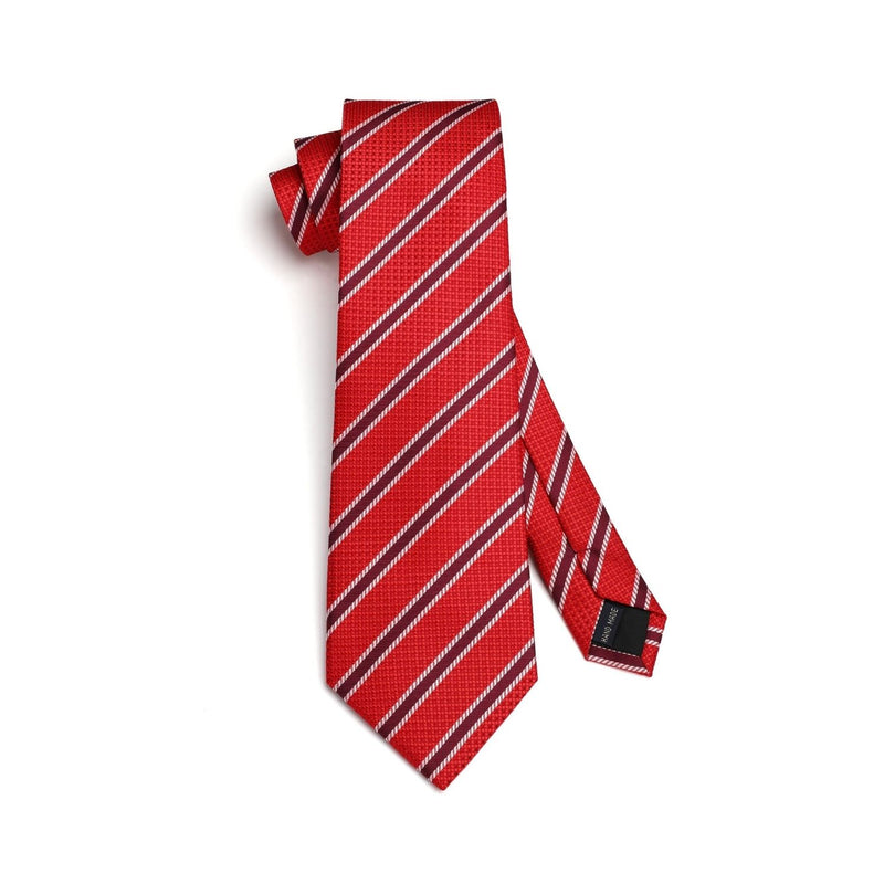 Stripe Tie Handkerchief Set - F-01 RED