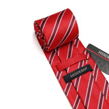 Stripe Tie Handkerchief Set - F-01 RED