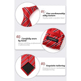 Stripe Tie Handkerchief Set - F-01 RED