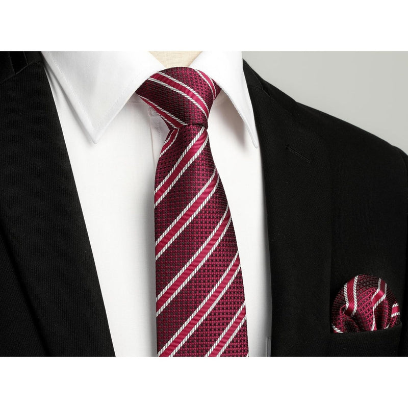 Stripe Tie Handkerchief Set - RED