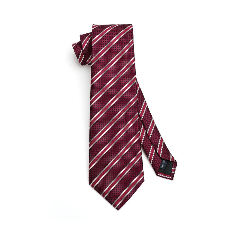 Stripe Tie Handkerchief Set - RED