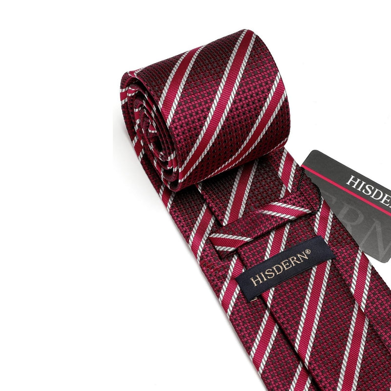 Stripe Tie Handkerchief Set - RED