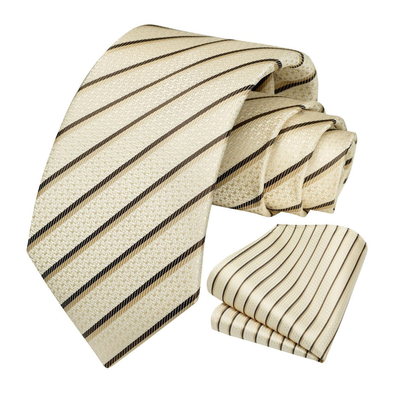 Stripe Tie Handkerchief Set - YELLOW