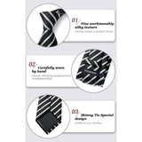 Stripe Tie Handkerchief Set - A-02 BLACK