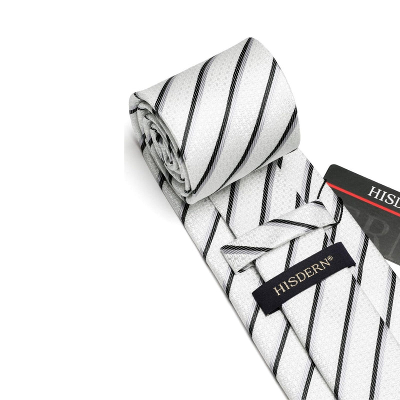 Stripe Tie Handkerchief Set - WHITE