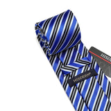 Stripe Tie Handkerchief Set - B-02 BLUE/BLACK