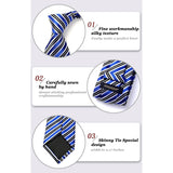 Stripe Tie Handkerchief Set - B-02 BLUE/BLACK