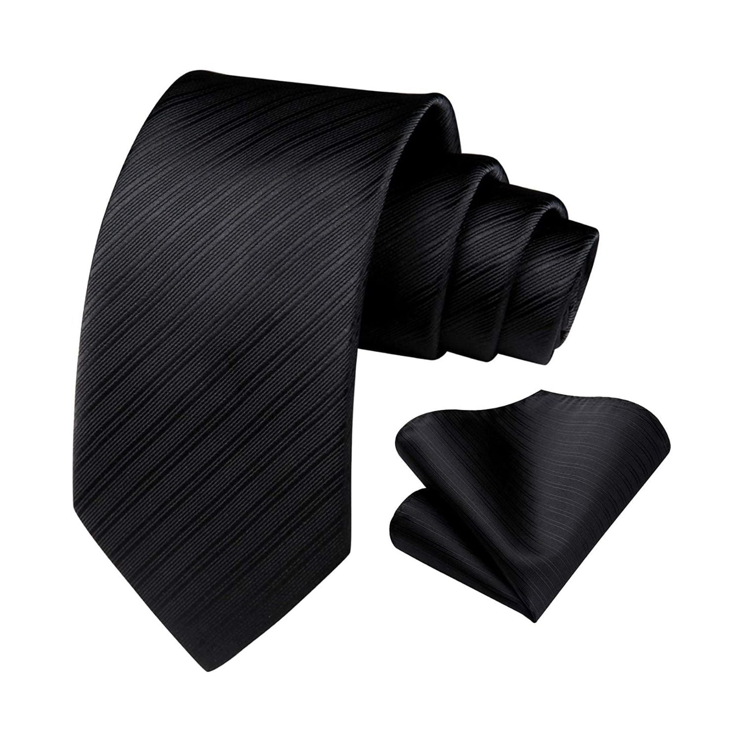 Stripe Tie Handkerchief Set - BLACK