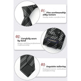 Stripe Tie Handkerchief Set - BLACK/WHITE