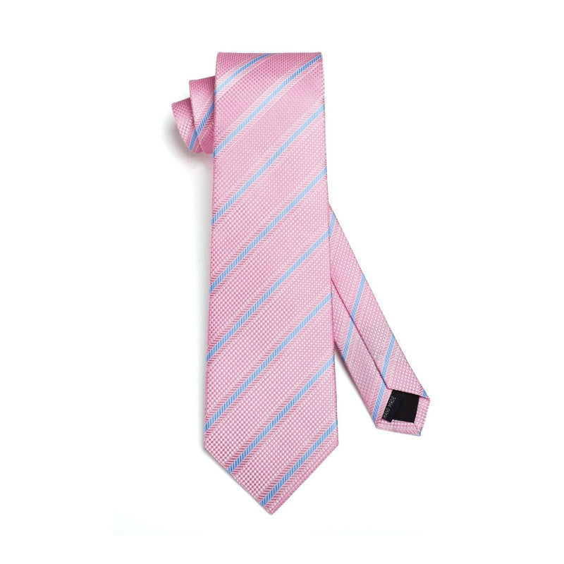 Stripe Tie Handkerchief Set - G-06-PINK