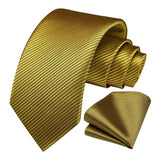 Stripe Tie Handkerchief Set - E-01-GOLD